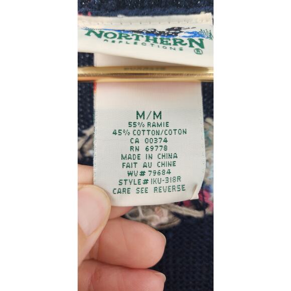 Vintage Floral Bird House 3 Button Sweater Vest Hand Knitt Size‎ Small - Picture 9 of 9